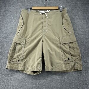 Polo Ralph Lauren Board Shorts Men Size 34 Beige Drawstrings Summer Beach Relax